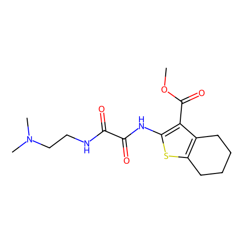 methyl 2-(2-((2-(dimethylamino)ethyl)amino)-2-oxoacetamido)-4,5,6,7-tetrahydrobenzo[b]thiophene-3-carboxylate structure