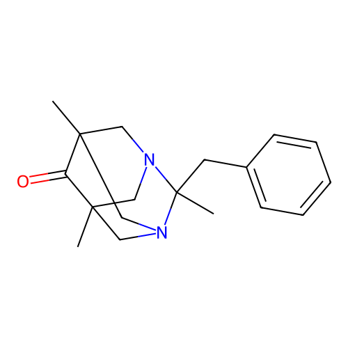 2-Benzyl-2,5,7-trimethyl-1,3-diazatricyclo[3.3.1.1~3,7~]decan-6-one structure