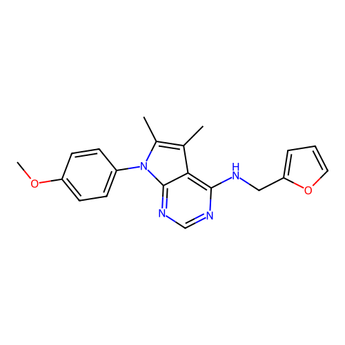 N-(furan-2-ylmethyl)-7-(4-methoxyphenyl)-5,6-dimethyl-7H-pyrrolo[2,3-d]pyrimidin-4-amine structure