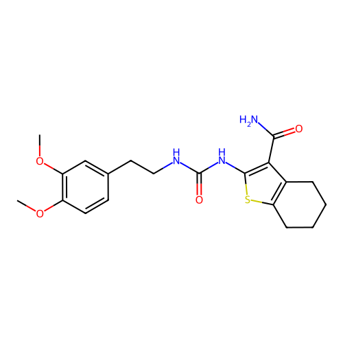 2-[2-(3,4-dimethoxyphenyl)ethylcarbamoylamino]-4,5,6,7-tetrahydro-1-benzothiophene-3-carboxamide structure