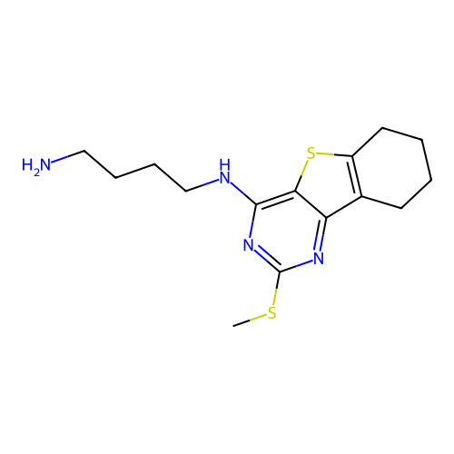 (4-aminobutyl)[2-(methylthio)-6,7,8,9-tetrahydro[1]benzothieno[3,2-d]pyrimidin-4-yl]amine structure