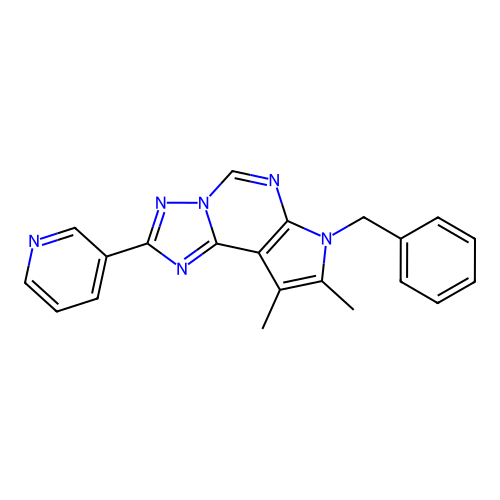 7-benzyl-8,9-dimethyl-2-(pyridin-3-yl)-7H-pyrrolo[3,2-e][1,2,4]triazolo[1,5-c]pyrimidine structure
