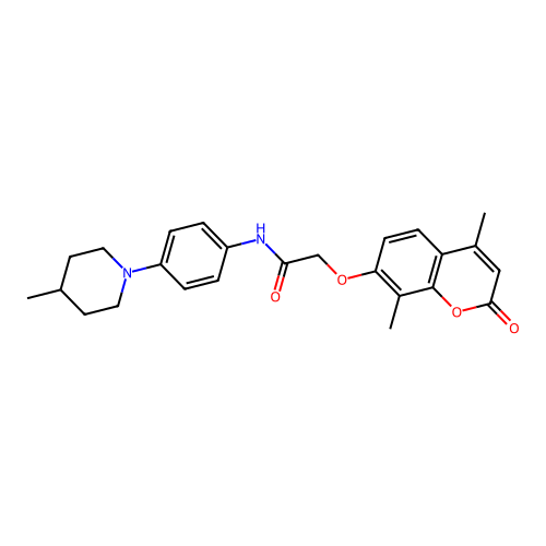 2-((4,8-dimethyl-2-oxo-2H-chromen-7-yl)oxy)-N-(4-(4-methylpiperidin-1-yl)phenyl)acetamide structure