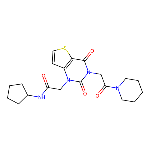 N-cyclopentyl-2-(2,4-dioxo-3-(2-oxo-2-(piperidin-1-yl)ethyl)-3,4-dihydrothieno[3,2-d]pyrimidin-1(2H)-yl)acetamide structure