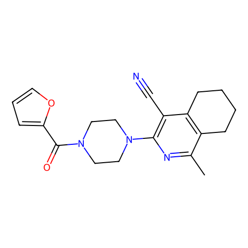 3-[4-(furan-2-carbonyl)piperazin-1-yl]-1-methyl-5,6,7,8-tetrahydroisoquinoline-4-carbonitrile structure