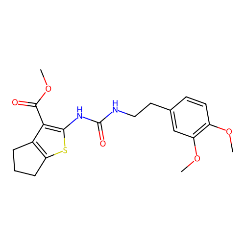 methyl 2-({[2-(3,4-dimethoxyphenyl)ethyl]carbamoyl}amino)-5,6-dihydro-4H-cyclopenta[b]thiophene-3-carboxylate structure