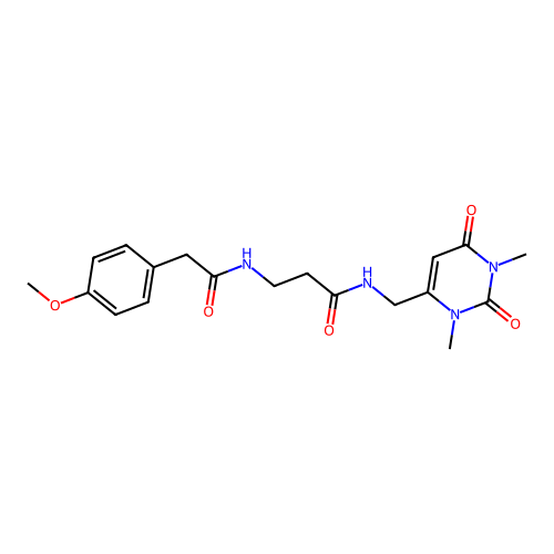 N-((1,3-dimethyl-2,6-dioxo-1,2,3,6-tetrahydropyrimidin-4-yl)methyl)-3-(2-(4-methoxyphenyl)acetamido)propanamide structure