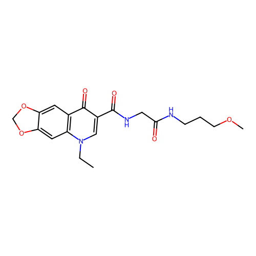 5-ethyl-N-(2-((3-methoxypropyl)amino)-2-oxoethyl)-8-oxo-5,8-dihydro-[1,3]dioxolo[4,5-g]quinoline-7-carboxamide structure