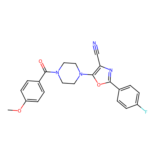 2-(4-Fluorophenyl)-5-(4-(4-methoxybenzoyl)piperazin-1-yl)oxazole-4-carbonitrile structure