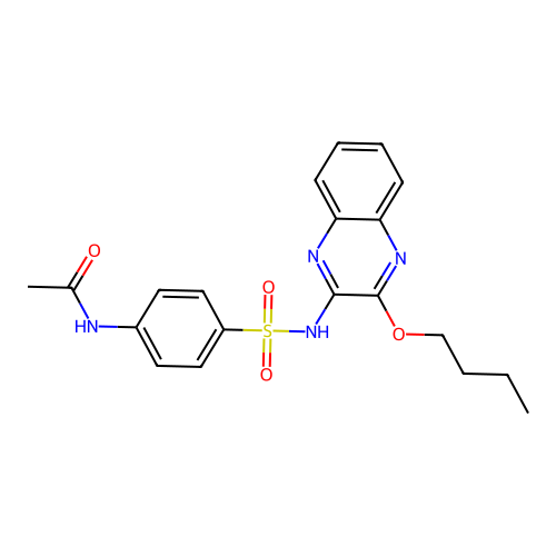 N-{4-[(3-butoxyquinoxalin-2-yl)sulfamoyl]phenyl}acetamide structure