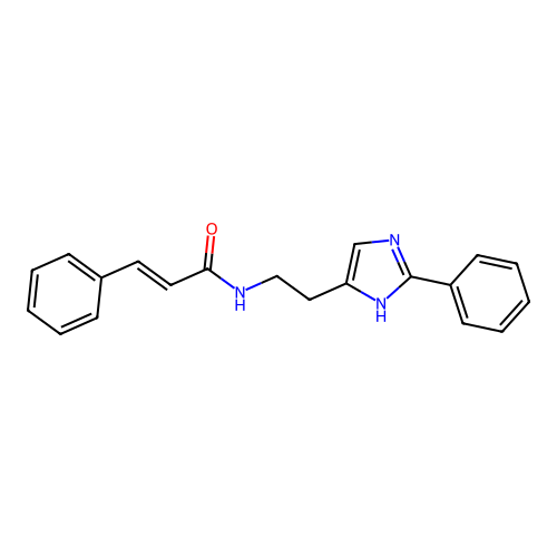 (2E)-3-phenyl-N-[2-(2-phenyl-1H-imidazol-5-yl)ethyl]prop-2-enamide structure