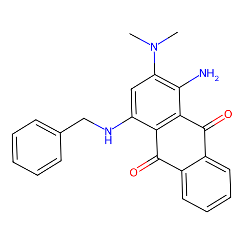 1-Amino-4-(benzylamino)-2-(dimethylamino)anthracene-9,10-dione structure