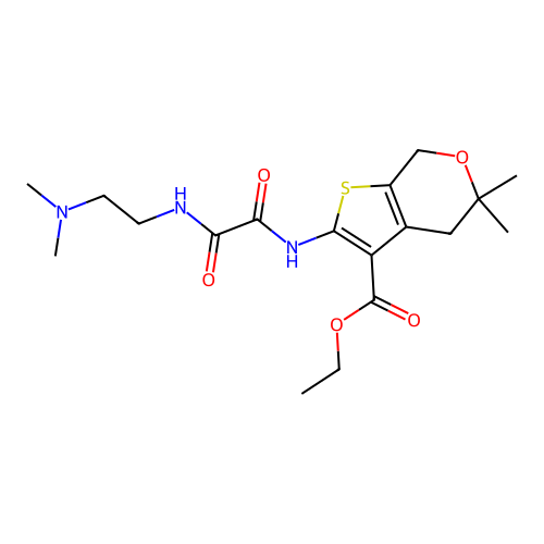 ethyl 2-(2-((2-(dimethylamino)ethyl)amino)-2-oxoacetamido)-5,5-dimethyl-5,7-dihydro-4H-thieno[2,3-c]pyran-3-carboxylate structure