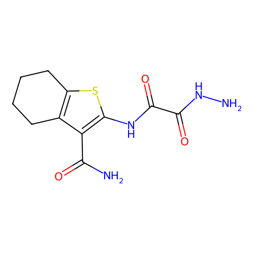 2-(2-hydrazinyl-2-oxoacetamido)-4,5,6,7-tetrahydrobenzo[b]thiophene-3-carboxamide structure