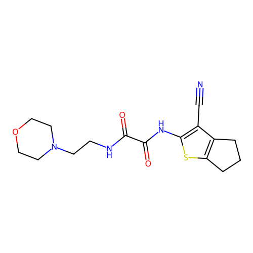 N'-(2-cyano-4-thiabicyclo[3.3.0]octa-2,9-dien-3-yl)-N-(2-morpholin-4-ylethyl)oxamide structure