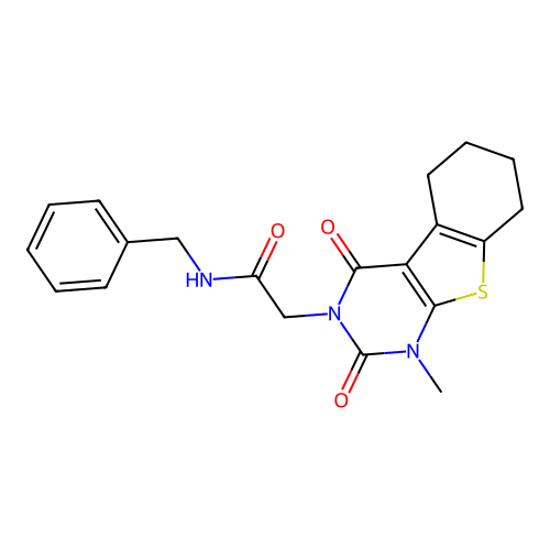 N-benzyl-2-(1-methyl-2,4-dioxo-1,2,5,6,7,8-hexahydrobenzo[4,5]thieno[2,3-d]pyrimidin-3(4H)-yl)acetamide structure