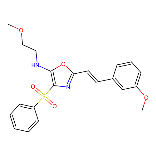 (E)-N-(2-methoxyethyl)-2-(3-methoxystyryl)-4-(phenylsulfonyl)oxazol-5-amine structure