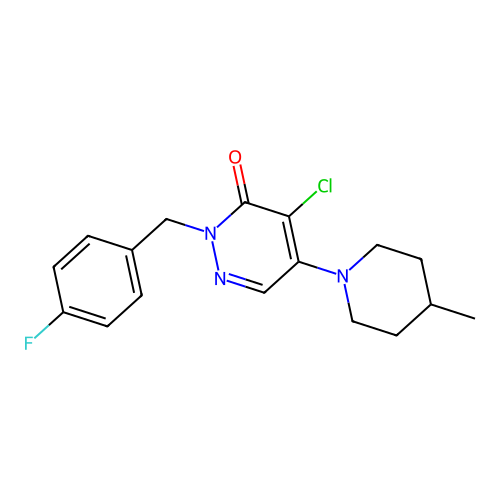 4-chloro-2-(4-fluorobenzyl)-5-(4-methylpiperidin-1-yl)pyridazin-3(2H)-one structure