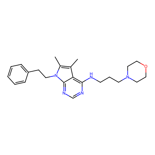 5,6-dimethyl-N-(3-morpholin-4-ylpropyl)-7-phenethylpyrrolo[2,3-d]pyrimidin-4-amine structure