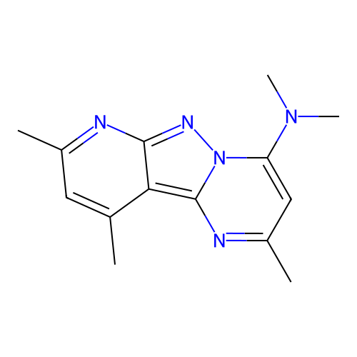 N,N,2,8,10-pentamethylpyrido[2',3':3,4]pyrazolo[1,5-a]pyrimidin-4-amine structure