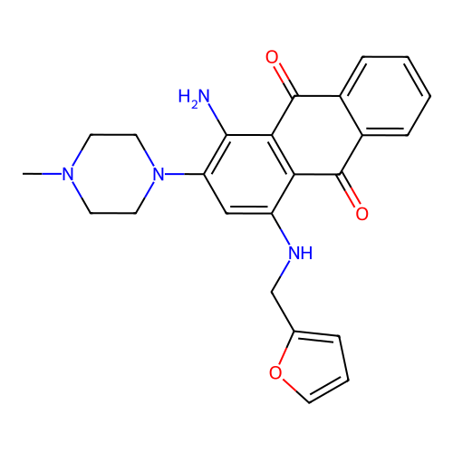 1-amino-4-((furan-2-ylmethyl)amino)-2-(4-methylpiperazin-1-yl)anthracene-9,10-dione structure