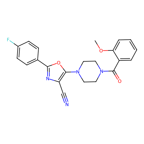 2-(4-Fluorophenyl)-5-(4-(2-methoxybenzoyl)piperazin-1-yl)oxazole-4-carbonitrile structure