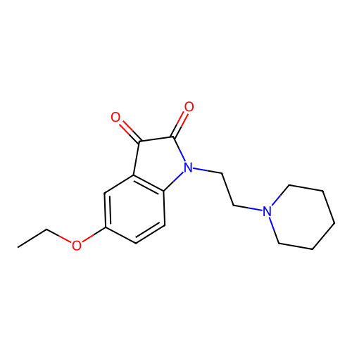 5-ethoxy-1-[2-(piperidin-1-yl)ethyl]-1H-indole-2,3-dione structure