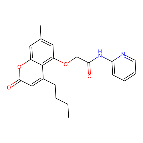 2-((4-butyl-7-methyl-2-oxo-2H-chromen-5-yl)oxy)-N-(pyridin-2-yl)acetamide structure