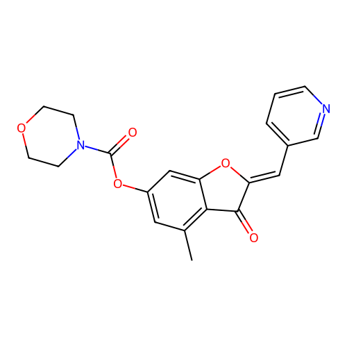 (2Z)-4-methyl-3-oxo-2-(pyridin-3-ylmethylidene)-2,3-dihydro-1-benzofuran-6-yl morpholine-4-carboxylate structure