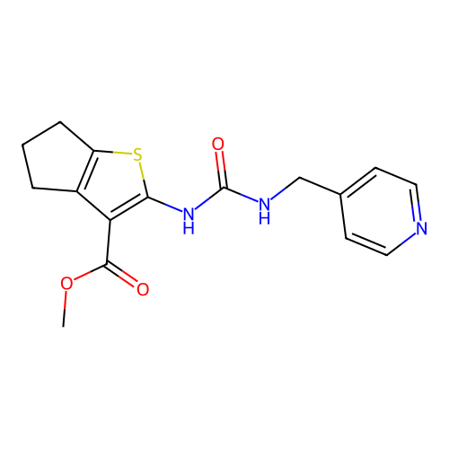 Methyl 2-([(pyridin-4-ylmethyl)carbamoyl]amino)-4H,5H,6H-cyclopenta[b]thiophene-3-carboxylate structure