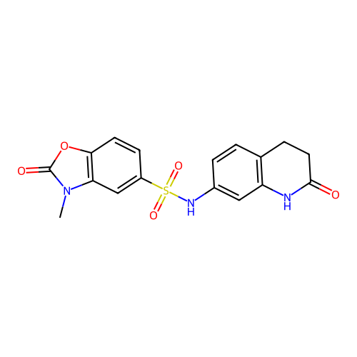 3-methyl-2-oxo-N-(2-oxo-1,2,3,4-tetrahydroquinolin-7-yl)-2,3-dihydro-1,3-benzoxazole-5-sulfonamide structure