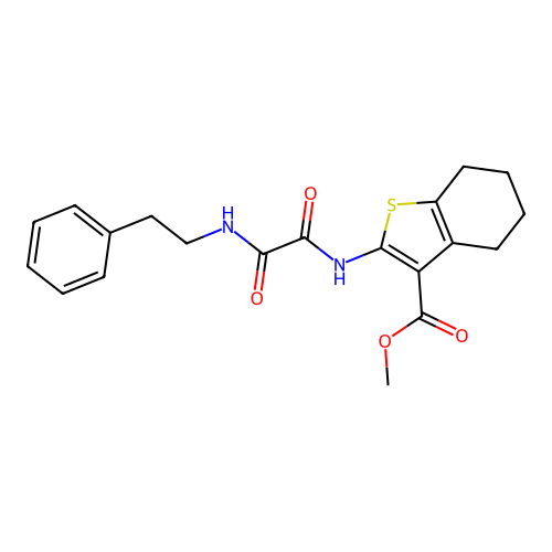 methyl 2-({oxo[(2-phenylethyl)amino]acetyl}amino)-4,5,6,7-tetrahydro-1-benzothiophene-3-carboxylate structure