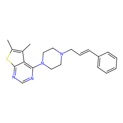5,6-dimethyl-4-{4-[(2E)-3-phenylprop-2-en-1-yl]piperazin-1-yl}thieno[2,3-d]pyrimidine structure