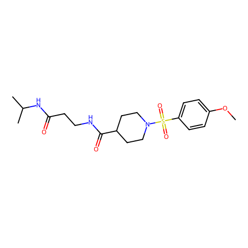 1-(4-methoxyphenyl)sulfonyl-N-[3-oxo-3-(propan-2-ylamino)propyl]piperidine-4-carboxamide structure