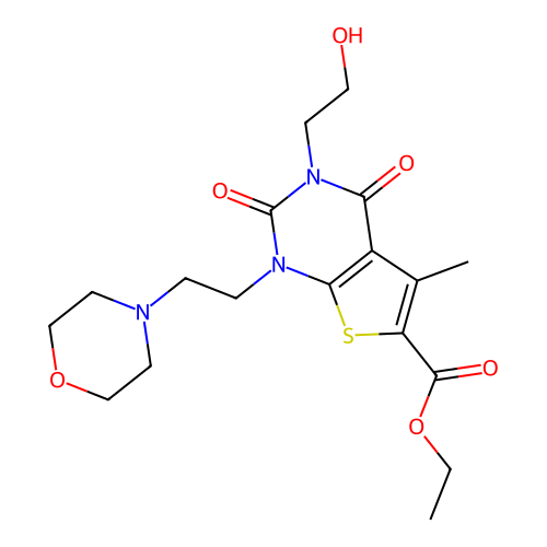 ethyl 3-(2-hydroxyethyl)-5-methyl-1-(2-morpholinoethyl)-2,4-dioxo-1,2,3,4-tetrahydrothieno[2,3-d]pyrimidine-6-carboxylate structure