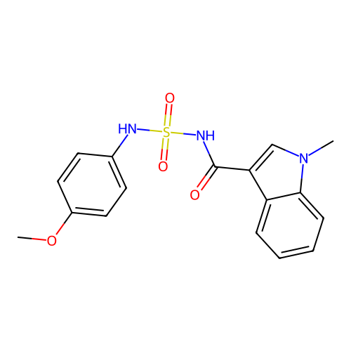 N-[(4-methoxyphenyl)sulfamoyl]-1-methylindole-3-carboxamide structure