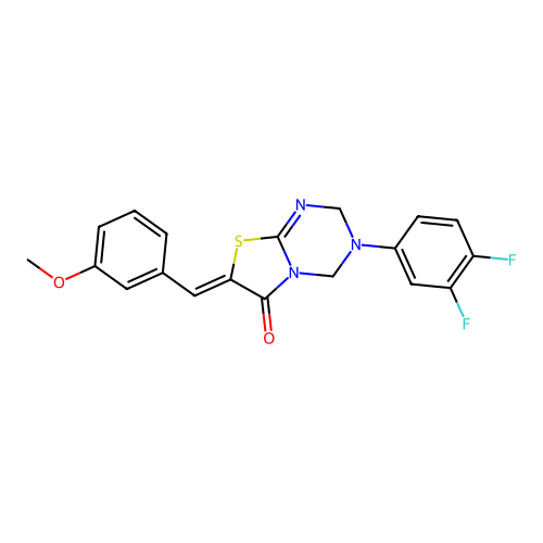 (Z)-3-(3,4-difluorophenyl)-7-(3-methoxybenzylidene)-3,4-dihydro-2H-thiazolo[3,2-a][1,3,5]triazin-6(7H)-one structure