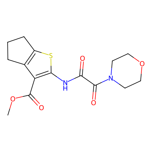 Methyl 2-[2-(morpholin-4-yl)-2-oxoacetamido]-4H,5H,6H-cyclopenta[b]thiophene-3-carboxylate structure