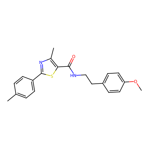 N-(4-methoxyphenethyl)-4-methyl-2-(p-tolyl)thiazole-5-carboxamide structure