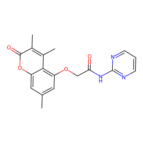N-(pyrimidin-2-yl)-2-((3,4,7-trimethyl-2-oxo-2H-chromen-5-yl)oxy)acetamide structure