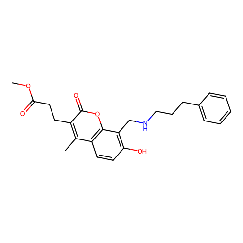 Methyl 3-[7-hydroxy-4-methyl-2-oxo-8-[(3-phenylpropylamino)methyl]chromen-3-yl]propanoate structure