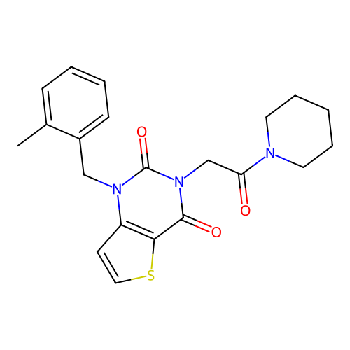 1-(2-methylbenzyl)-3-(2-oxo-2-(piperidin-1-yl)ethyl)thieno[3,2-d]pyrimidine-2,4(1H,3H)-dione structure
