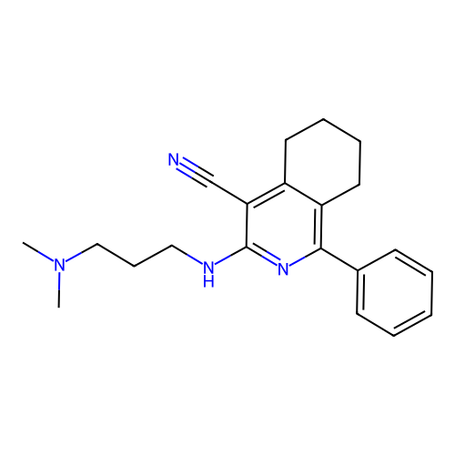 3-((3-(dimethylamino)propyl)amino)-1-phenyl-5,6,7,8-tetrahydroisoquinoline-4-carbonitrile structure
