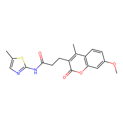 3-(7-methoxy-4-methyl-2-oxo-2H-chromen-3-yl)-N-(5-methylthiazol-2-yl)propanamide structure