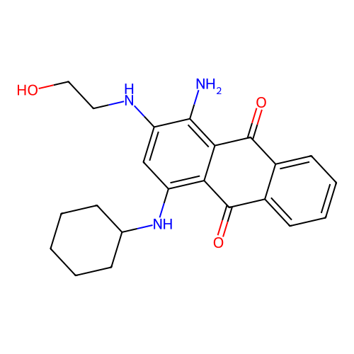 1-Amino-4-(cyclohexylamino)-2-((2-hydroxyethyl)amino)anthracene-9,10-dione structure
