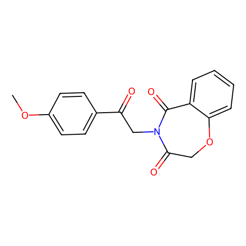 4-[2-(4-methoxyphenyl)-2-oxoethyl]-1,4-benzoxazepine-3,5(2H,4H)-dione structure