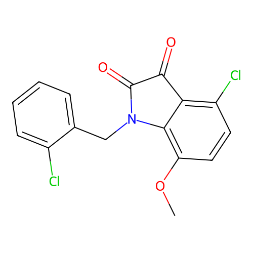 4-chloro-1-(2-chlorobenzyl)-7-methoxy-1H-indole-2,3-dione structure