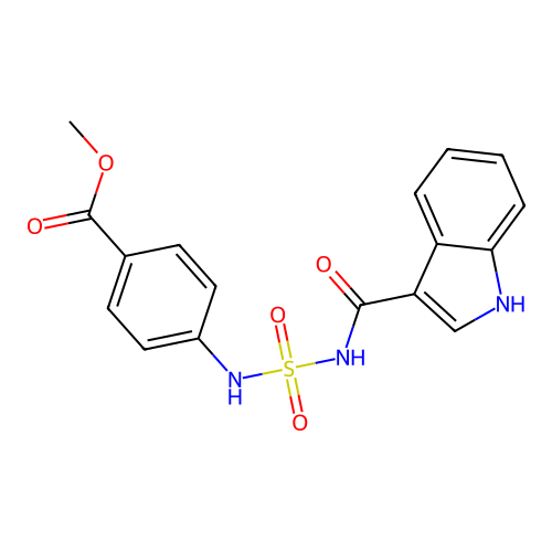methyl 4-{[(1H-indol-3-ylcarbonyl)sulfamoyl]amino}benzoate structure