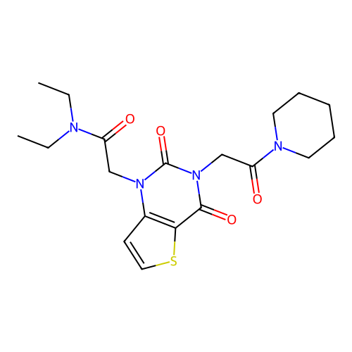 2-(2,4-dioxo-3-(2-oxo-2-(piperidin-1-yl)ethyl)-3,4-dihydrothieno[3,2-d]pyrimidin-1(2H)-yl)-N,N-diethylacetamide structure
