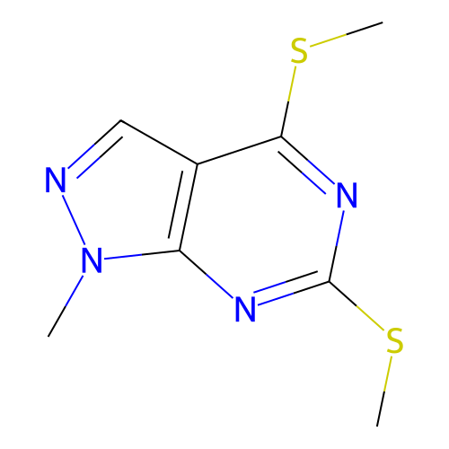 1-Methyl-4,6-bis(methylthio)-1H-pyrazolo[3,4-d]pyrimidine structure